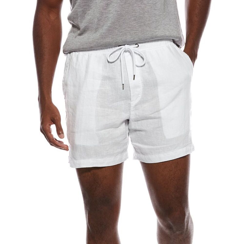 James Perse Mens  Lightweight Linen Short, White